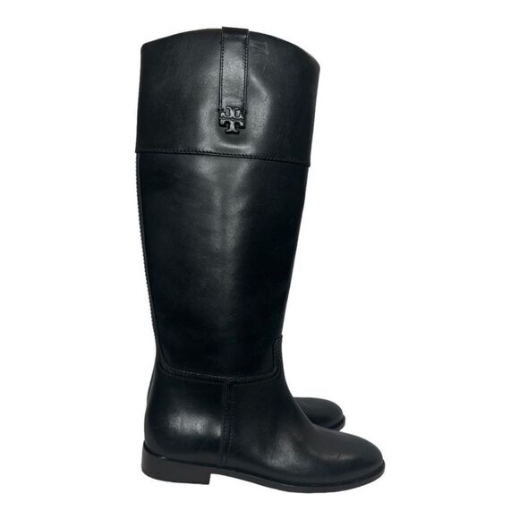 NWT TORY BURCH Double T Riding Black Leather Boots Size 7 $ 579.00 - Picture 9 of 12